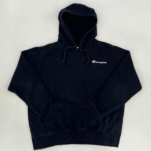 Champion Men’s Hoodie Size L Black Pullover Long Sleeve Classic Sports‎ Style